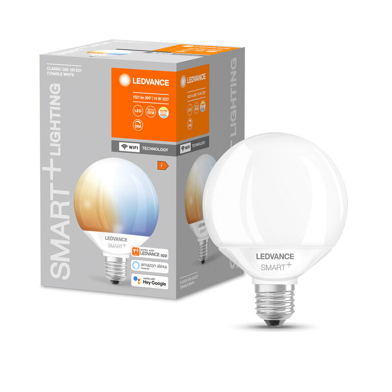 Osram / Ledvance LED WIFI Smart+ Globe G95 matt 200° 14-100W/827-865 abstimmbares Weiß 1521lm E27 220V dimmbar