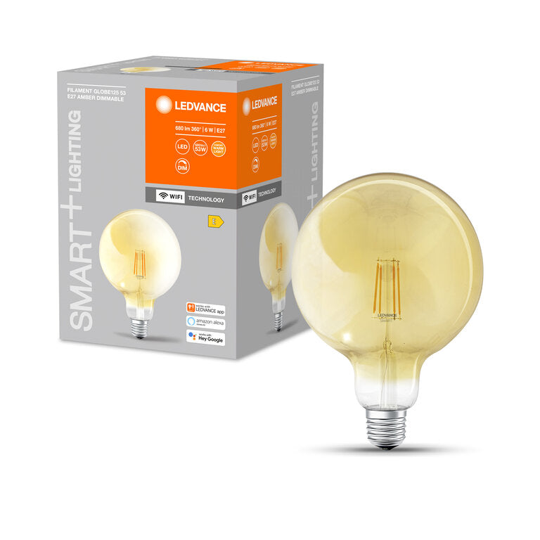 Osram / Ledvance LED Filament WIFI Smart+ Globe G125 gold 300° 6-53W/824 warmweiß 680lm E27 220-240V dimmbar