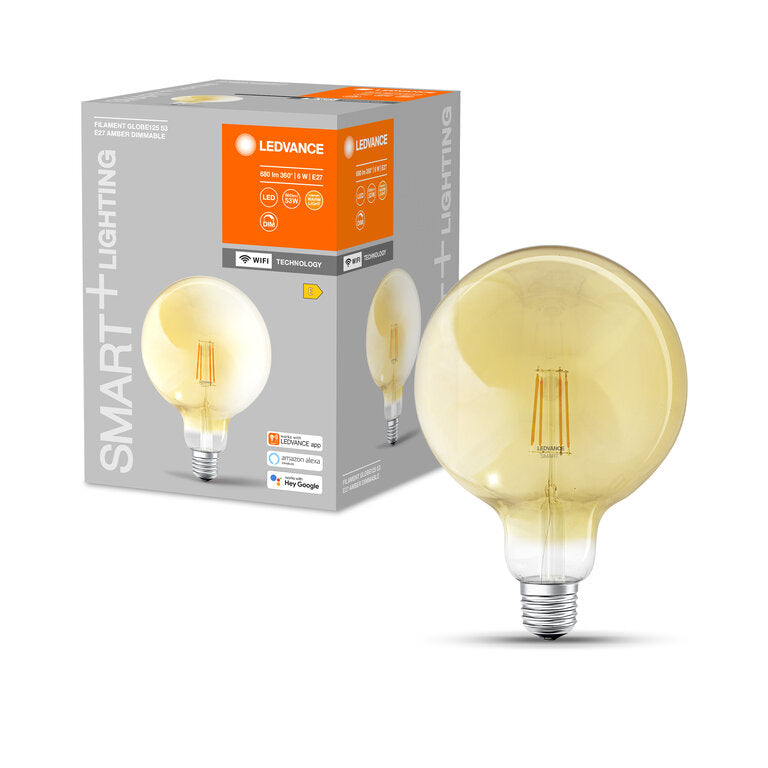 Osram / Ledvance LED Filament WIFI Smart+ Globe G125 gold 300° 6-53W/824 warmweiß 680lm E27 220-240V dimmbar