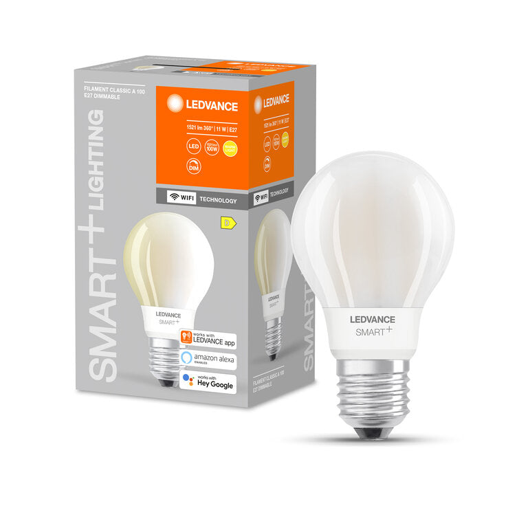 Osram / Ledvance LED Filament WIFI Smart+ Classic A matt 300° 11-100W/827 warmweiß 1521lm E27 220-240V dimmbar