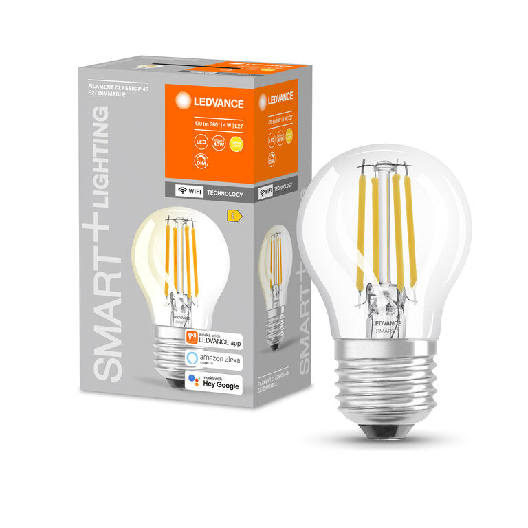 Osram / Ledvance LED Filament WIFI Smart+ Classic A klar 300° 4-40W/827 warmweiß 470lm E27 220-240V dimmbar