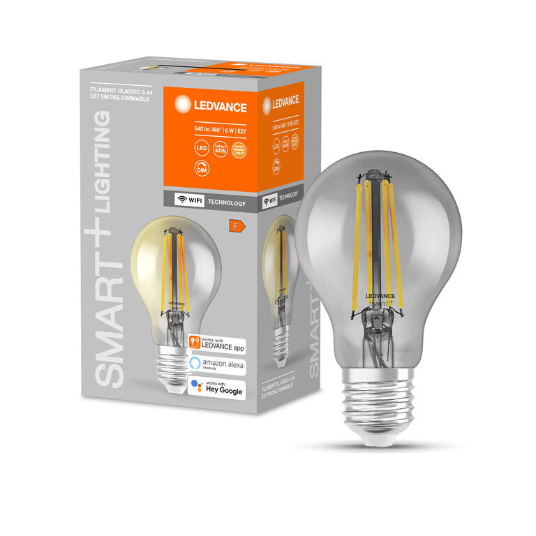 Osram / Ledvance LED Filament WIFI Smart+ Classic A rauchig 300° 6-44W/825 warmweiß 540lm E27 220-240V dimmbar