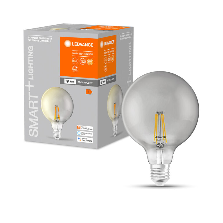 Osram / Ledvance LED Filament WIFI Smart+ Globe G125 rauchig 300° 6-44W/825 warmweiß 540lm E27 220-240V dimmbar