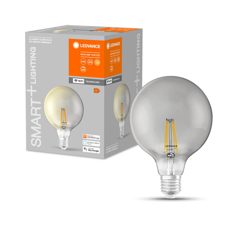 Osram / Ledvance LED Filament WIFI Smart+ Globe G125 rauchig 300° 6-44W/825 warmweiß 540lm E27 220-240V dimmbar