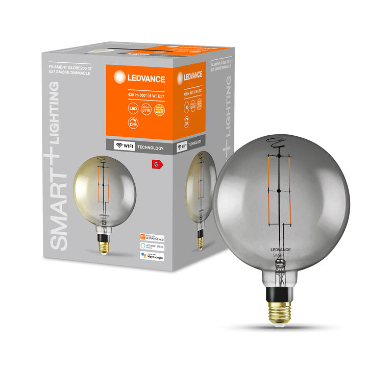 Osram / Ledvance LED Filament WIFI Smart+ Globe G200 rauchig 320° 6-42W/825 warmweiß 500lm E27 220-240V dimmbar