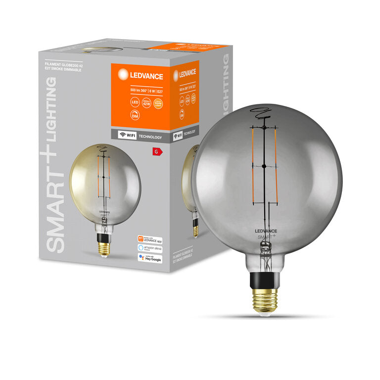 Osram / Ledvance LED Filament WIFI Smart+ Globe G200 rauchig 320° 6-42W/825 warmweiß 500lm E27 220-240V dimmbar