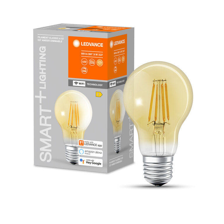 Osram / Ledvance LED Filament WIFI Smart+ Classic A gold 300° 6-53W/824 warmweiß 680lm E27 220-240V dimmbar