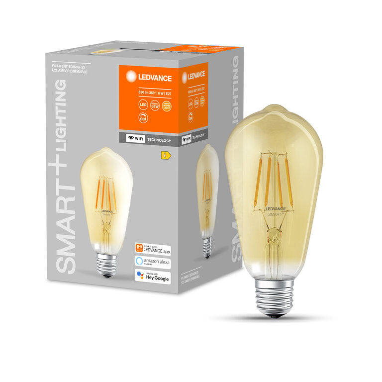 Osram / Ledvance LED Filament WIFI Smart+ Edison gold 300° 6-53W/824 warmweiß 680lm E27 220-240V dimmbar