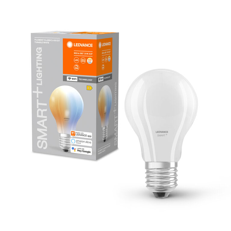 Osram / Ledvance LED Filament WIFI Smart+ Classic A matt ° 6-60W/827-865 abstimmbares Weiß 806lm E27 220-240V dimmbar