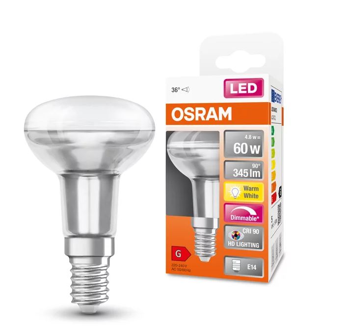 Osram LED Superstar+ Reflektor R50 36° 4,8-60W/927 warmweiß 345lm E14 220-240V dimmbar