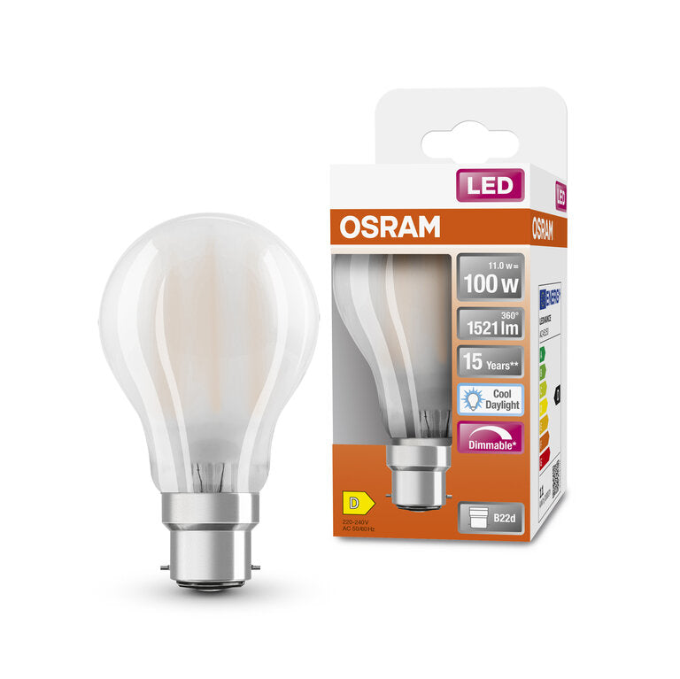 Osram / Ledvance LED Filament Superstar Classic A matt 300° 11-100W/865 tageslichtweiß 1521lm B22d 220-240V dimmbar