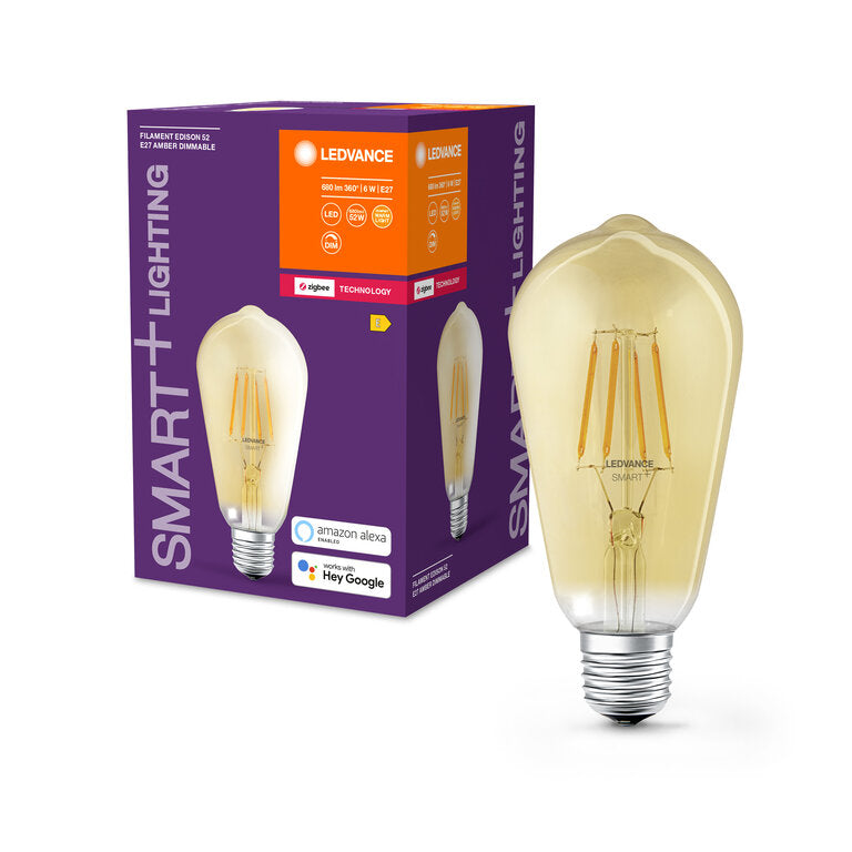 Osram / Ledvance LED Filament Zigbee Smart+ Edision ST64 gold ° 6-52W/824 extra warmweiß 680lm E27 220-240V dimmbar