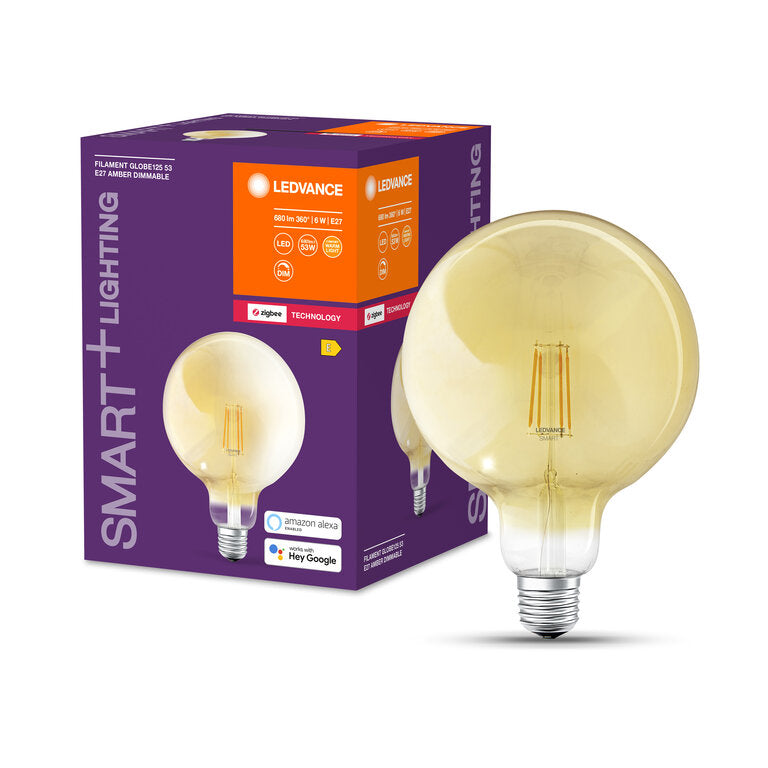 Osram / Ledvance LED Filament Zigbee Smart+ Globe G125 gold ° 6-52W/824 extra warmweiß 680lm E27 220-240V dimmbar