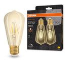 Osram LED Filament Vintage 1906 Edison ST64 gold 300° 6,5-55W/824 extra warmweiß 725lm E27 220-240V dimmbar 2er Blister
