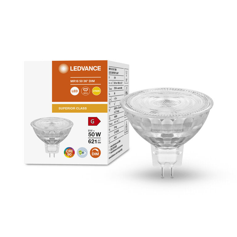 Osram / Ledvance LED Reflektor MR16 36° Superior 8-50W/927 warmweiß 621lm GU5.3 12V dimmbar