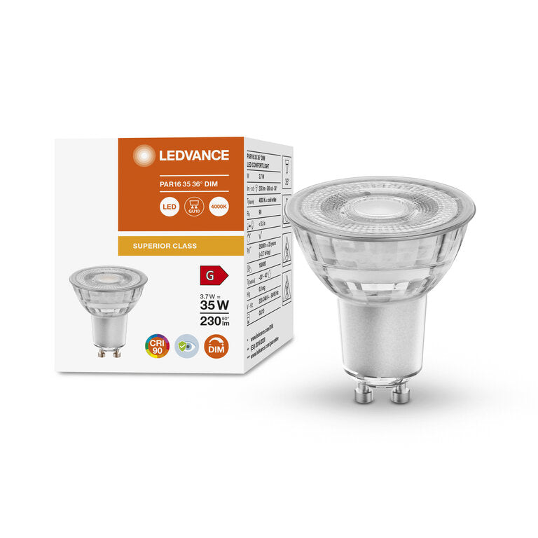 Osram / Ledvance LED Reflektor PAR16 36° Superior 3,7-35W/940 kaltweiß 230lm GU10 220-240V dimmbar