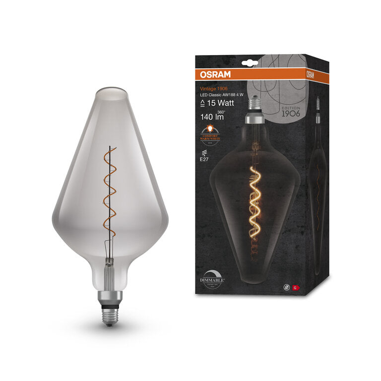 Osram / Ledvance LED Filament Vintage 1906 Vase AW klar 300° 4-15W/818 extra warmweiß 140lm E27 220-240V dimmbar