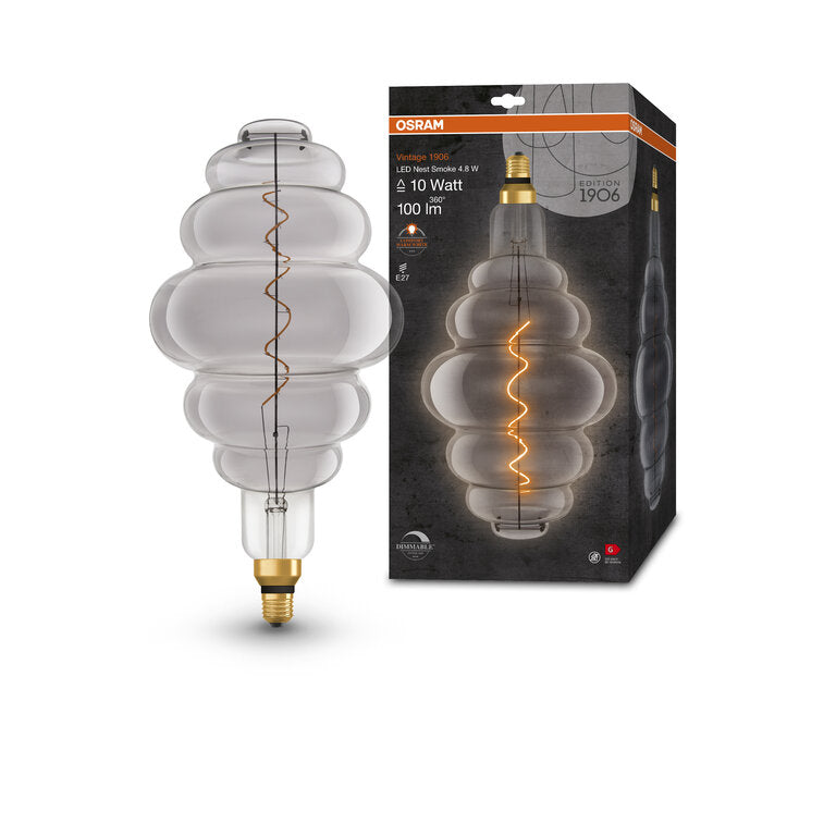 Osram / Ledvance LED Filament Vintage 1906 Nest klar 320° 4,8-10W/818 extra warmweiß 100lm E27 220-240V dimmbar