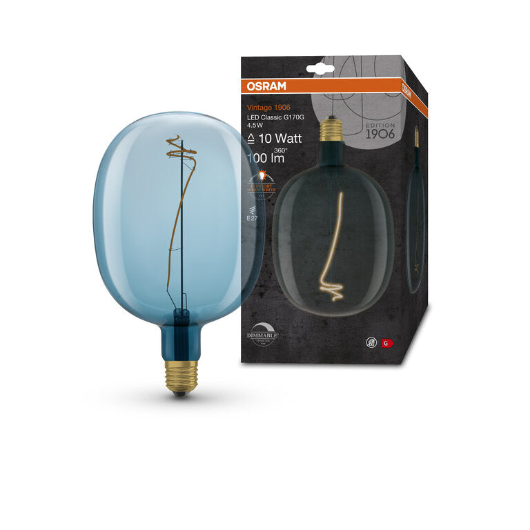 Osram / Ledvance LED Filament Vintage 1906 Ballon klar 320° 4,5-10W/816 extra warmweiß 100lm E27 220-240V dimmbar