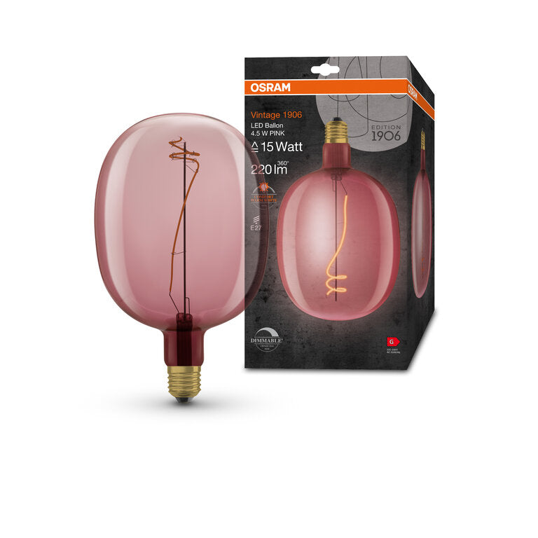 Osram / Ledvance LED Filament Vintage 1906 Ballon klar 320° 4,5-15W/816 extra warmweiß 220lm E27 220-240V dimmbar