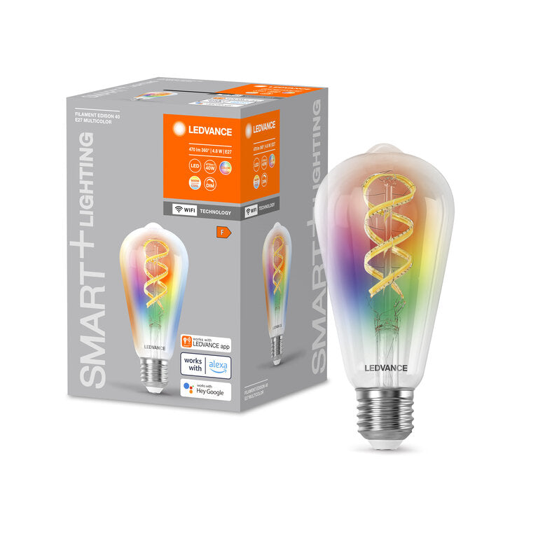 Osram / Ledvance LED Filament WIFI Smart+ Edison klar 320° 4,8-40W/827-865 RGBTW 470lm E27 220-240V dimmbar
