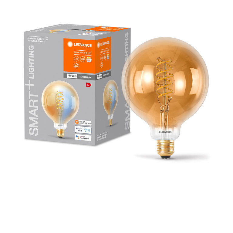 Osram / Ledvance LED Filament WIFI Smart+ Globe G125 gold 320° 8-50W/822-850 abstimmbares Weiß 600lm E27 220-240V dimmbar