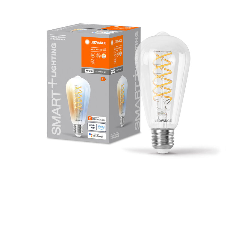 Osram / Ledvance LED Filament WIFI Smart+ Edison klar 320° 8-60W/827-865 abstimmbares Weiß 806lm E27 220-240V dimmbar