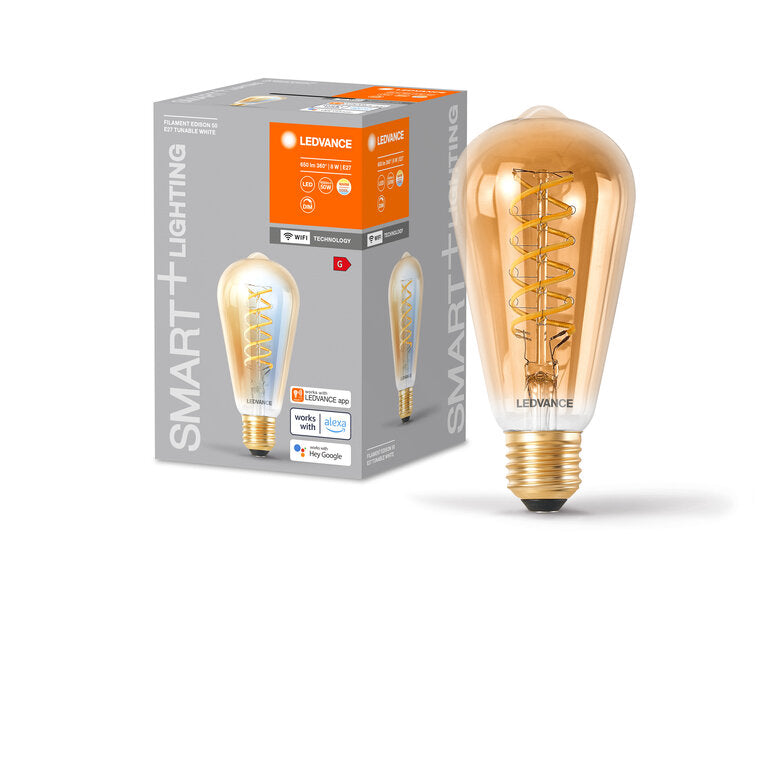 Osram / Ledvance LED Filament WIFI Smart+ Edison gold 320° 8-50W/822-850 abstimmbares Weiß 600lm E27 220-240V dimmbar