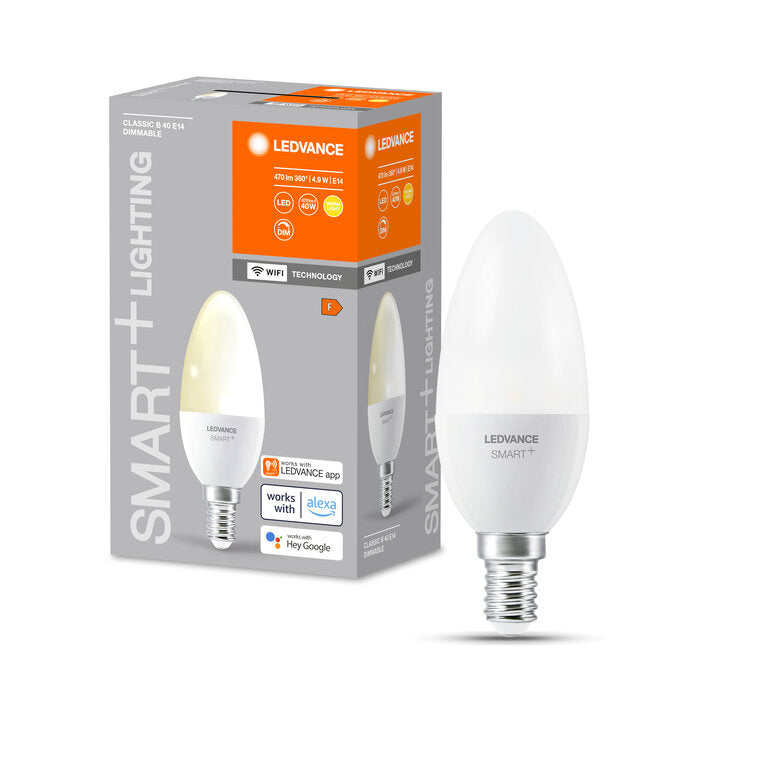Osram / Ledvance LED WIFI Smart+ Classic B matt 200° 4,9-40W/827 warmweiß 470lm E14 220-240V dimmbar
