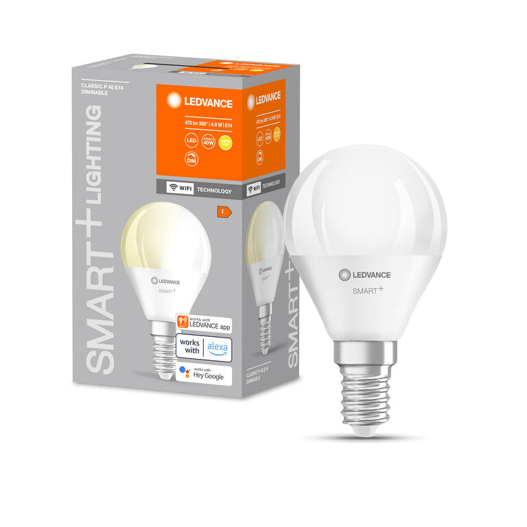 Osram / Ledvance LED WIFI Smart+ Classic P matt 180° 4,9-40W/827 warmweiß 470lm E14 220-240V dimmbar