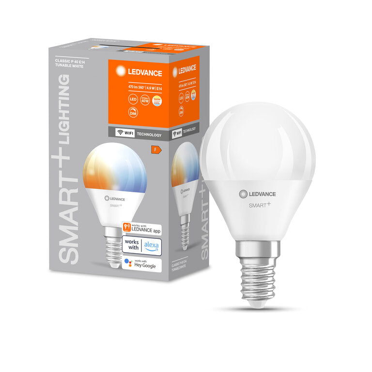 Osram / Ledvance LED WIFI Smart+ Classic P matt 180° 4,9-40W/827-865 abstimmbares Weiß 470lm E14 220-240V dimmbar