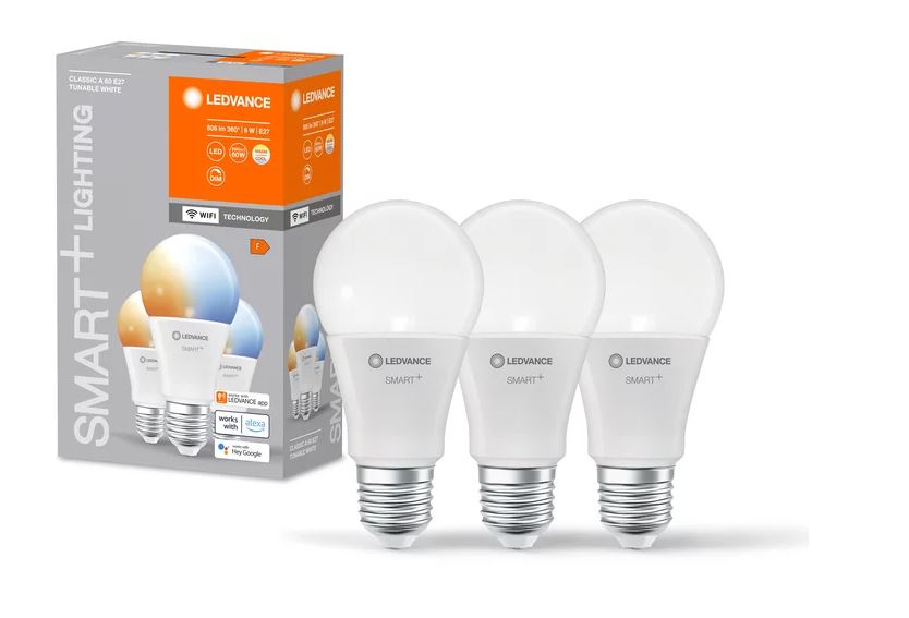 Ledvance LED WIFI Smart+ Classic A60 matt 220° 9-60W/827-865 abstimmbares Weiß 806lm E27 220-240V dimmbar 3er Pack