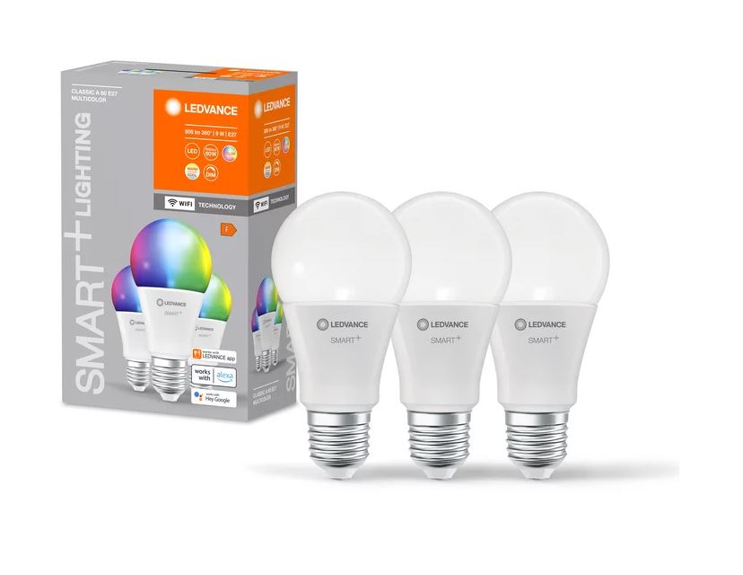 Ledvance LED WIFI Smart+ Classic A60 matt 220° 9-60W/827-865 RGBW einstellbar 806lm E27 220-240V dimmbar 3er Pack