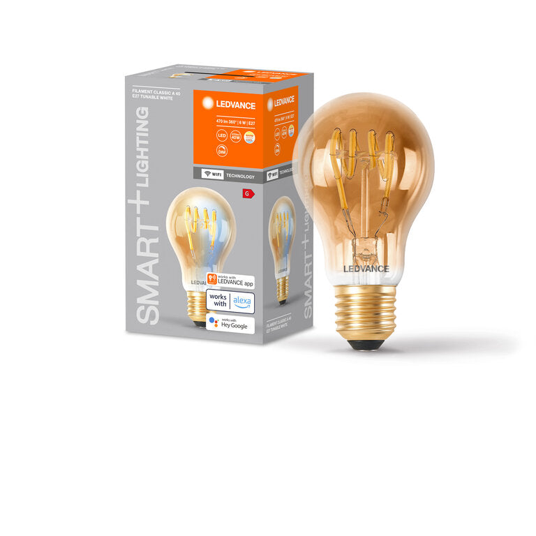 Osram / Ledvance LED Filament WIFI Smart+ Classic A gold 320° 6-40W/822-850 abstimmbares Weiß 470lm E27 220-240V dimmbar