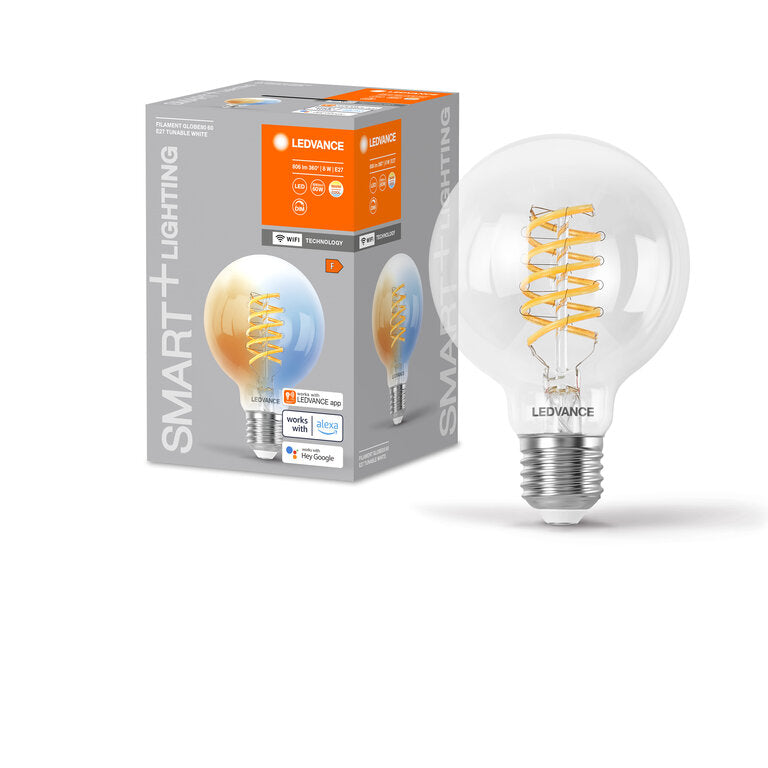 Osram / Ledvance LED Filament WIFI Smart+ Globe G80 klar 320° 8-60W/827-865 abstimmbares Weiß 806lm E27 220-240V dimmbar