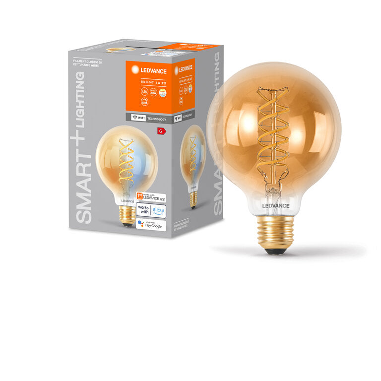 Osram / Ledvance LED Filament WIFI Smart+ Globe G95 gold 320° 8-60W/822-850 abstimmbares Weiß 600lm E27 220-240V dimmbar