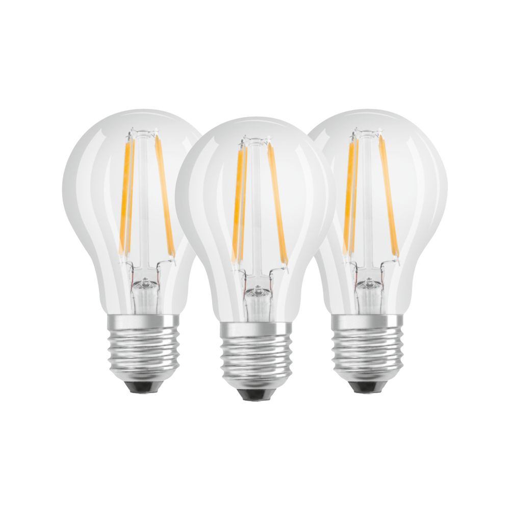 Osram LEDbase Classic A Filament 7-60W/827 LED E27 klar 200° 806lm echt warmweiß nicht dimmbar 3er Pack