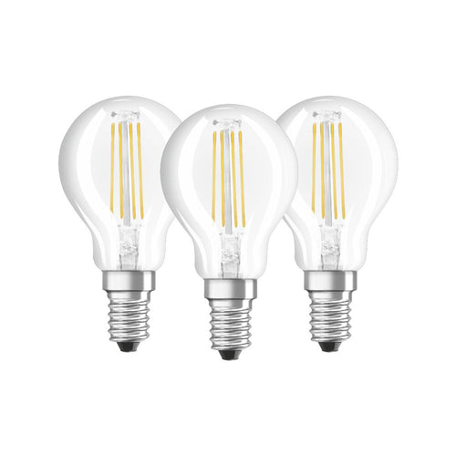 Osram LED Tropfenlampen Base Classic P Filament 4-40W/827 E14 470lm warmweiß nicht dimmbar klar 300° - 3er Pack