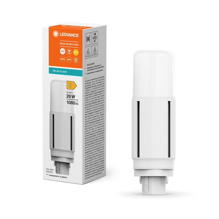 Osram / Ledvance LED Dulux D matt 300° Value 9,5-26W/830 warmweiß 1080lm G24d KVG AC 220-240V