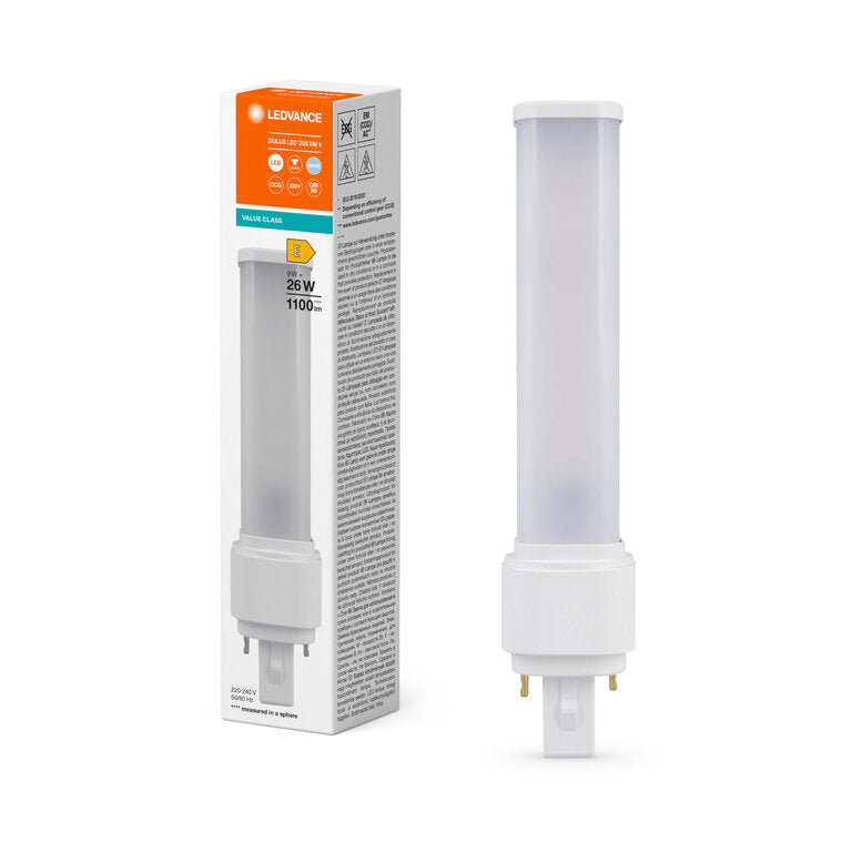 Osram / Ledvance LED Dulux D matt 120° Value 9-26W/840 kaltweiß 1100lm G24d-3 KVG AC 220-240V
