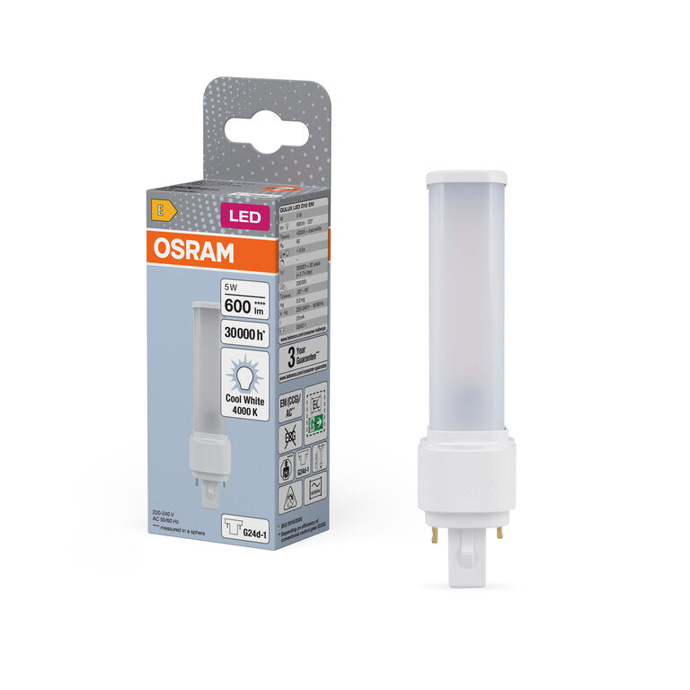 Osram / Ledvance LED Dulux D matt 120° 5-10W/840 kaltweiß 600lm G24d-1 KVG AC