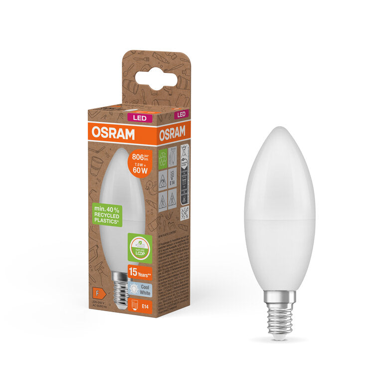 Osram / Ledvance LED Star Kerze B matt 220° 7,5-60W/840 kaltweiß 806lm E14 220-240V