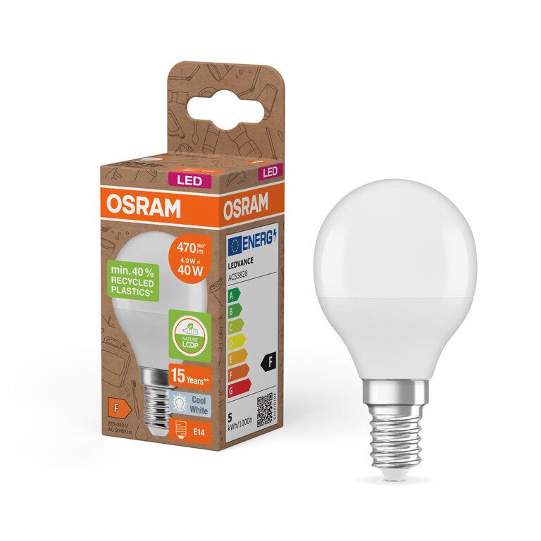 Osram / Ledvance LED Star Tropfen P matt 200° 4,9-40W/840 kaltweiß 470lm E14 220-240V