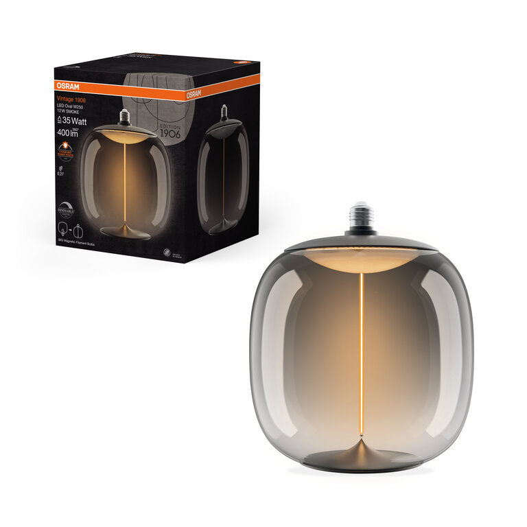 Osram / Ledvance LED Filament Vintage 1906 Big Oval klar 320° Magnetic 12-35W/818 extra warmweiß 400lm E27 220-240V dimmbar