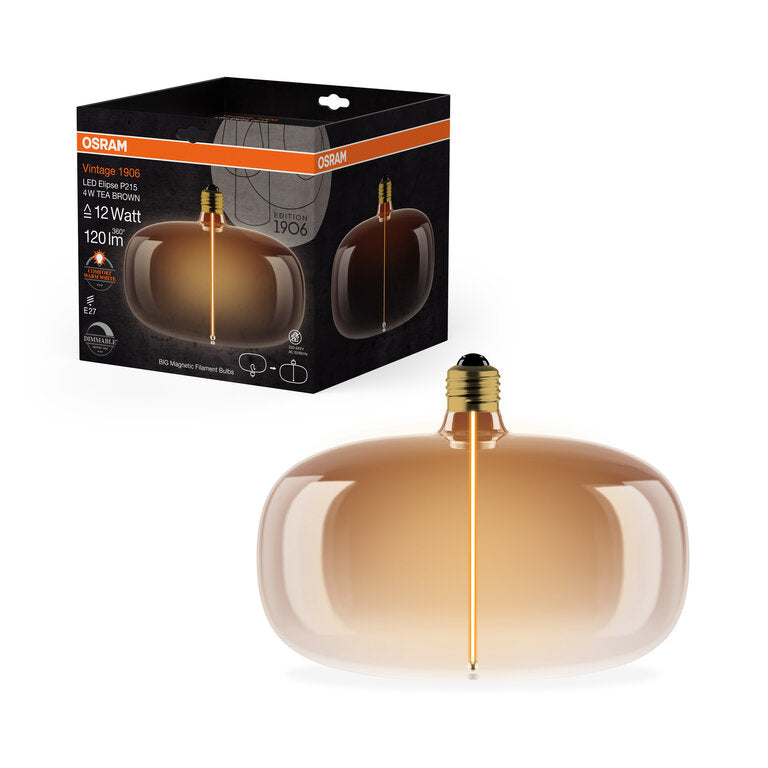 Osram / Ledvance LED Filament Vintage 1906 Big Bulb klar 320° Magnetic 4-12 W/818 extra warmweiß 120lm E27 220-240V dimmbar