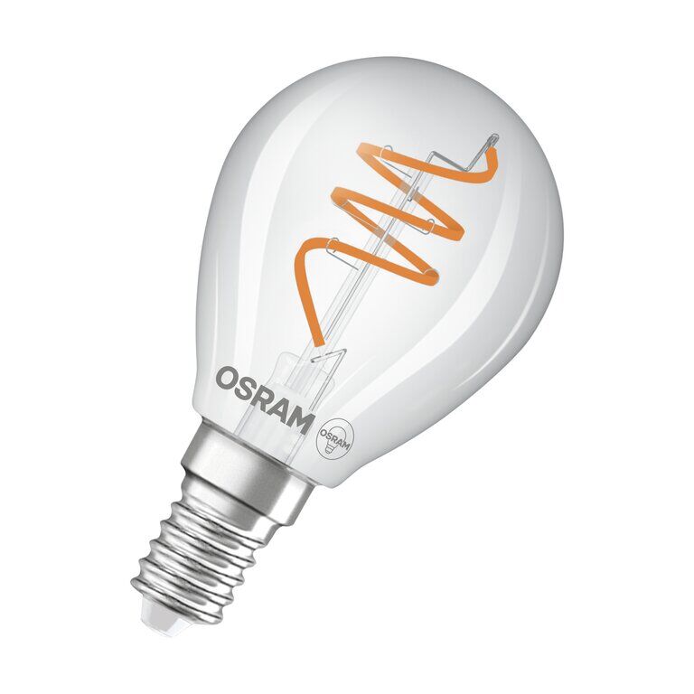 Osram / Ledvance LED Filament Vintage 1906 Tropfen P klar 300° Spiral 4,6-40W/927 warmweiß 470lm E14 220-240V dimmbar