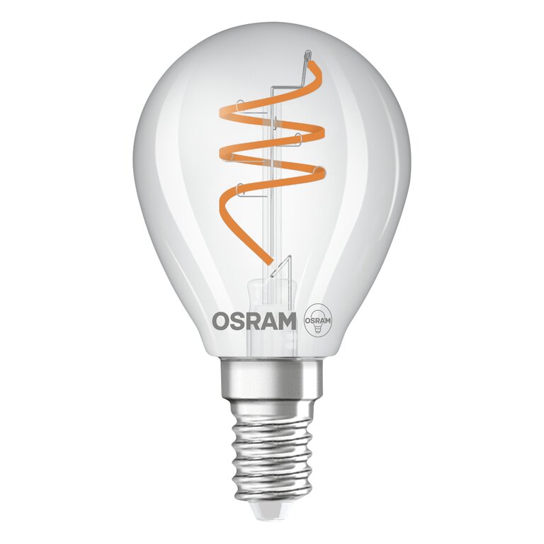 Osram / Ledvance LED Filament Vintage 1906 Tropfen P klar 300° Spiral 4,6-40W/927 warmweiß 470lm E14 220-240V dimmbar