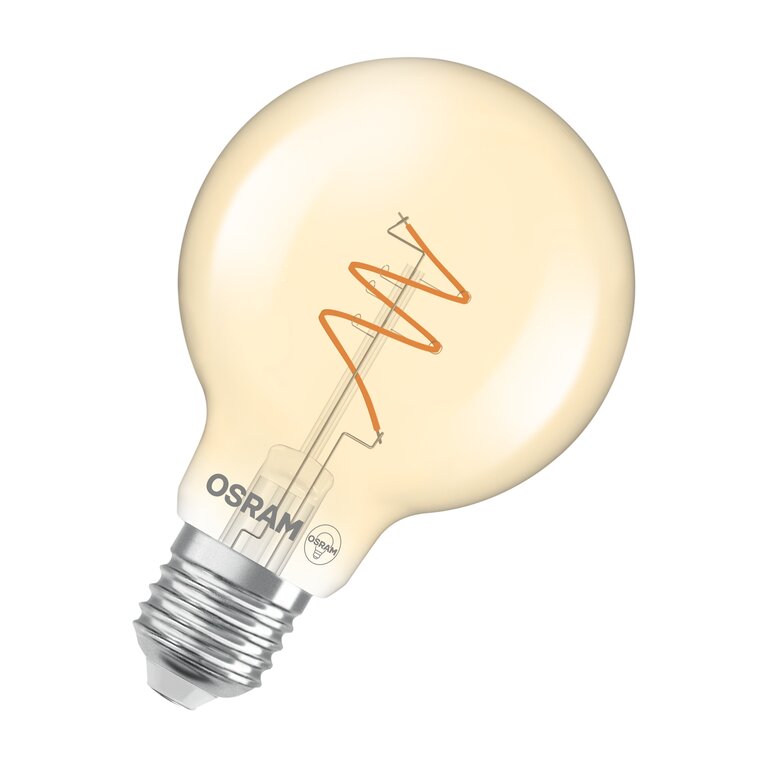 Osram / Ledvance LED Filament Vintage 1906 Globe G80 klar 300° Spiral 4,9-40W/922 extra warmweiß 470lm E27 220-240V dimmbar