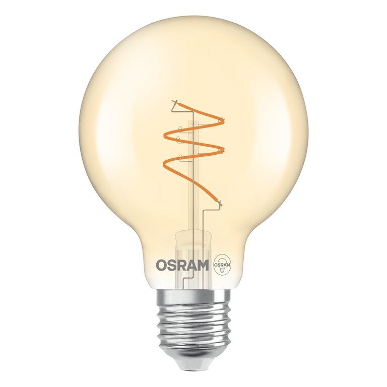Osram / Ledvance LED Filament Vintage 1906 Globe G80 klar 300° Spiral 4,9-40W/922 extra warmweiß 470lm E27 220-240V dimmbar