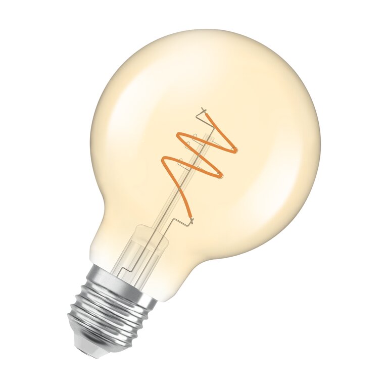 Osram / Ledvance LED Filament Vintage 1906 Globe G80 klar 300° Spiral 4,9-40W/922 extra warmweiß 470lm E27 220-240V dimmbar